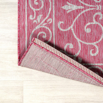Charleston Vintage Filigree Textured Weave Indoor/outdoor Round Rug